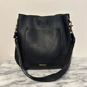 Elegant Rebecca Minkoff Black pebble Leather Darren hobo Tote Bag